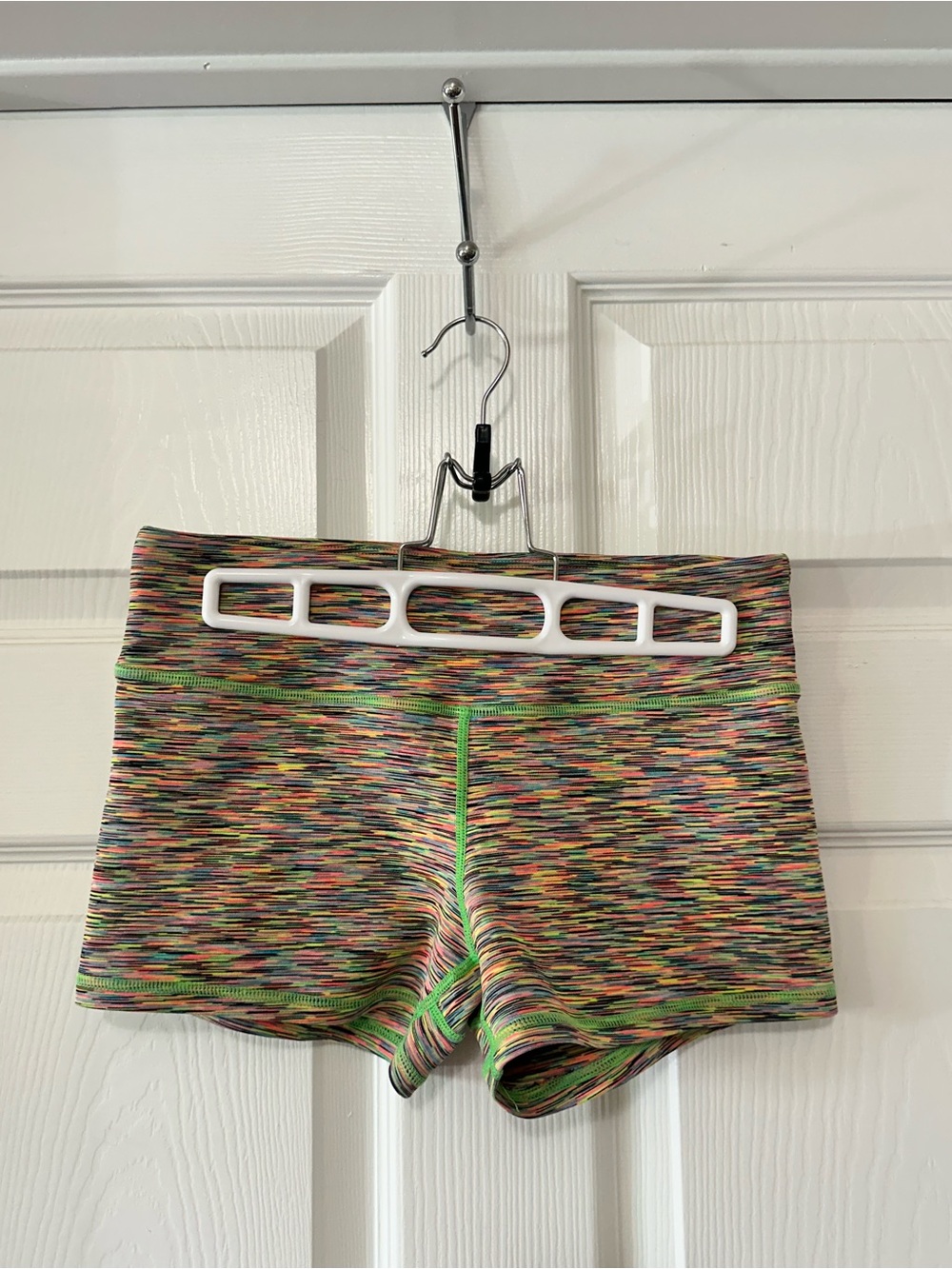 Fleo Multicolor Space-Dye Athletic Shorts with Neon Green Stitching